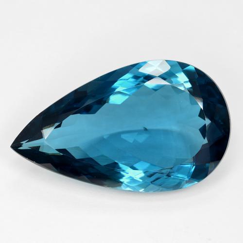 London Blau Topas Edelstein - 32.2ct Birnen Schliff (ID: 589482)