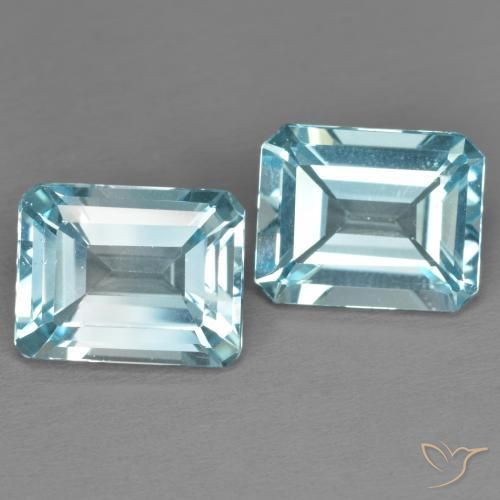 7.39 ctw Blue Topaz Stones, Natural Topaz in Octagon Step Cut Shape for Sale