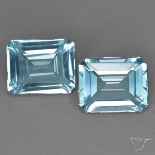 6.99 ctw Blue Topaz Stones, Natural Topaz in Octagon Step Cut Shape for Sale