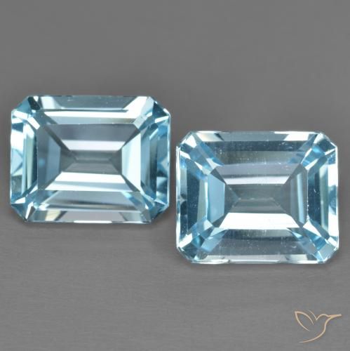 8.15ctw Natural Swiss Blue Topaz, Emerald Cut, VS
