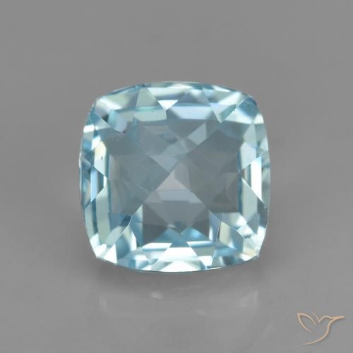 Topacio Celeste Forma Cojín de 1.74 ct de Brasil, dimensión 6 x 6mm, piedra preciosa natural Irradiado, claridad vvs-vs, Topacio Tablero de Ajedrez en Forma Cojín de 1 pieza, dureza de Mohs de 8 Adecuado para joyas de uso diario , Piedra dorada, Photo A