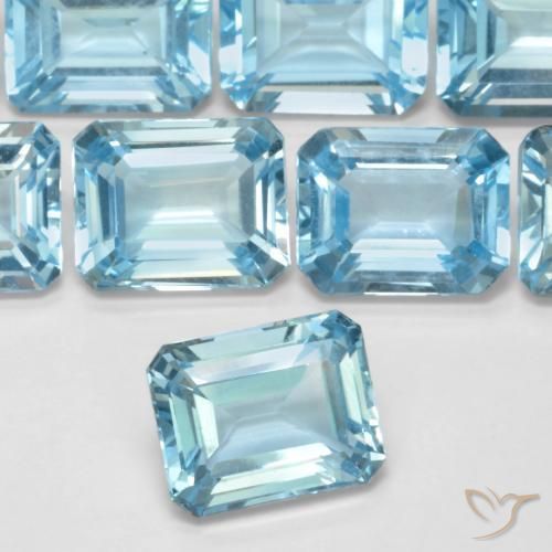 47.58 ctw Blue Topaz Stones, Natural Topaz in Octagon Step Cut Shape for Sale