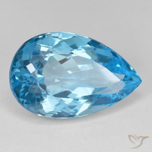 26.23 ct Blue Topaz Stone, Natural Topaz in Pear Facet Shape for Sale