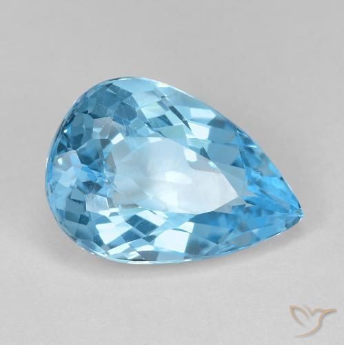 12.05 ct Blue Topaz Stone, Natural Topaz in Pear Facet Shape for Sale