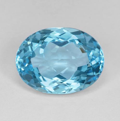 Topacio Azul Forma ovalada de 16,5 x 12,3mm de Brasil, peso de 13.66 ct, piedra preciosa natural Irradiado en claridad vvs-vs, Topacio de 1 pieza - Color: Celeste, dureza Mohs de 8 Adecuado para joyas de uso diario, Piedra dorada, Photo A
