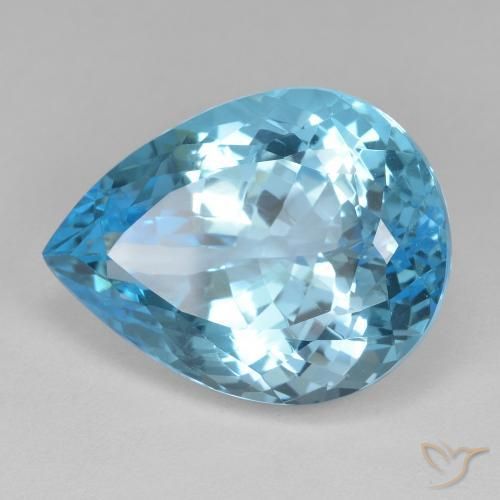 25.31 ct Blue Topaz Stone, Natural Topaz in Pear Facet Shape for Sale
