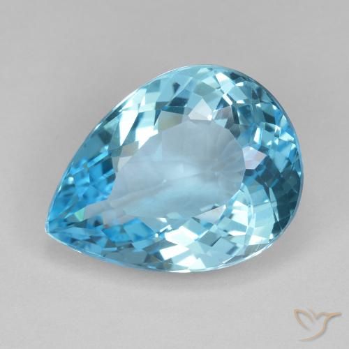 14.22ct Natural Swiss Blue Topaz, Pear Shape, VVS-VS