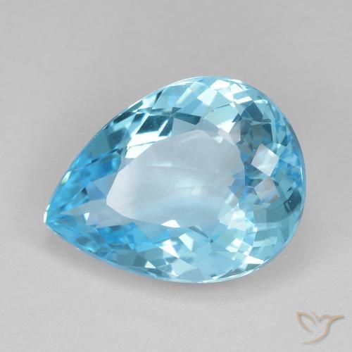 14.22 ct Blue Topaz Stone, Natural Topaz in Pear Facet Shape for Sale