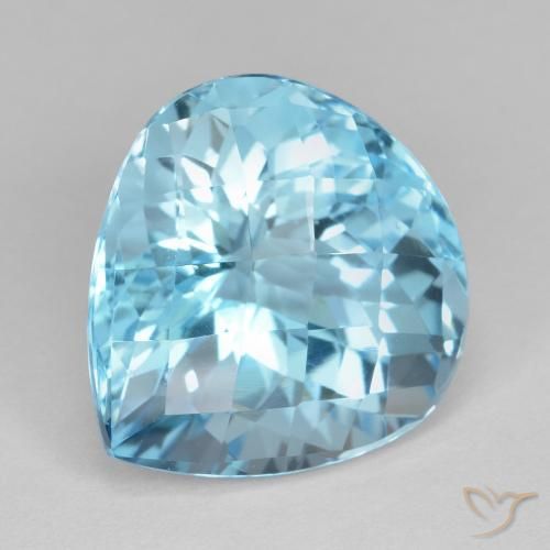 18.11 ct Blue Topaz Stone, Natural Topaz in Pear Checkerboard Shape for Sale