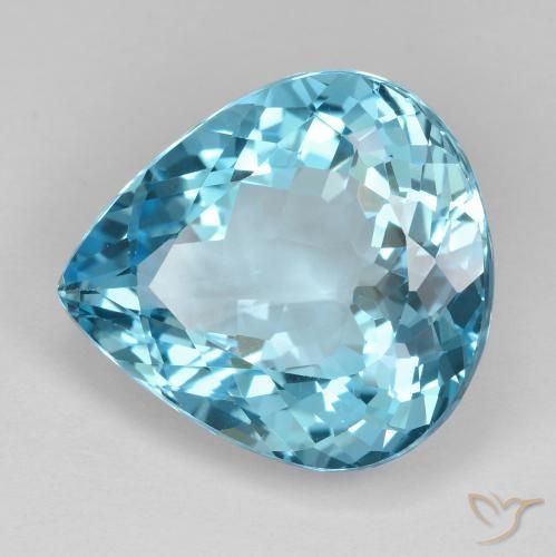 21.31 ct Blue Topaz Stone, Natural Topaz in Pear Facet Shape for Sale