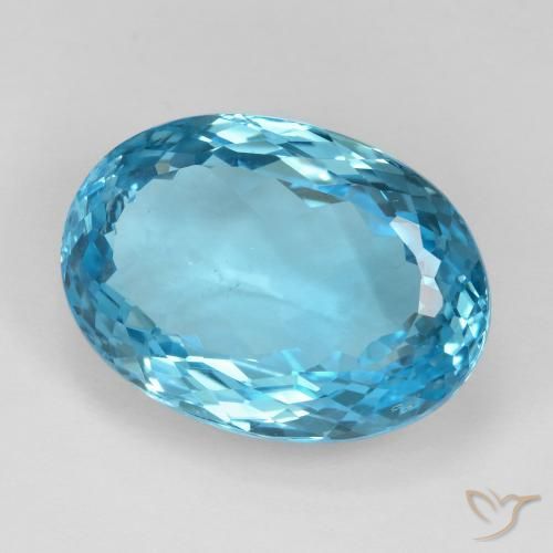 24.69 ct Blue Topaz Stone, Natural Topaz in Oval Facet Shape for Sale