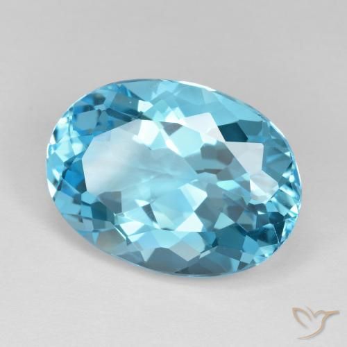 18.38 ct Blue Topaz Stone, Natural Topaz in Oval Facet Shape for Sale