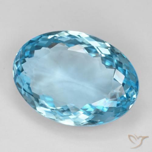 27.65 ct Blue Topaz Stone, Natural Topaz in Oval Facet Shape for Sale