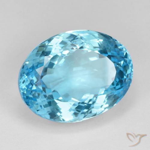 26.73 ct Blue Topaz Stone, Natural Topaz in Oval Facet Shape for Sale