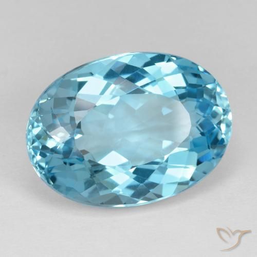 23.41 ct Blue Topaz Stone, Natural Topaz in Oval Facet Shape for Sale