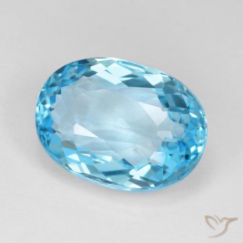 13.36 ct Blue Topaz Stone, Natural Topaz in Oval Facet Shape for Sale