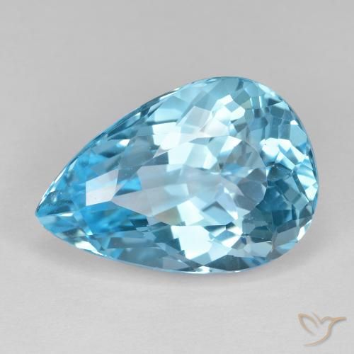 17.77ct Natural Swiss Blue Topaz, Pear Shape, VVS