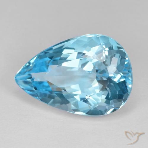 17.77 ct Blue Topaz Stone, Natural Topaz in Pear Facet Shape for Sale