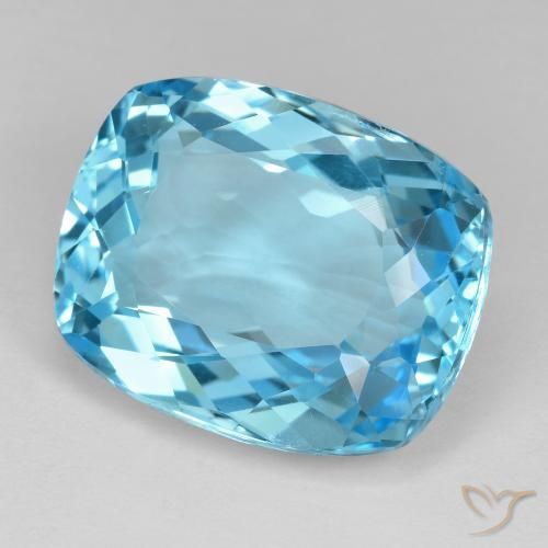 25.26 ct Blue Topaz Stone, Natural Topaz in Cushion-Cut Shape for Sale