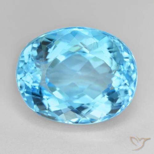 Topazio azzurro svizzero sciolto da 27,35 ct, taglio ovale da 18,6 x 15 mm, proveniente dal Brasile, Photo A