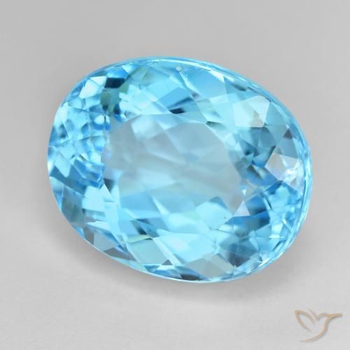 27.35 ct Blue Topaz Stone, Natural Topaz in Oval Facet Shape for Sale
