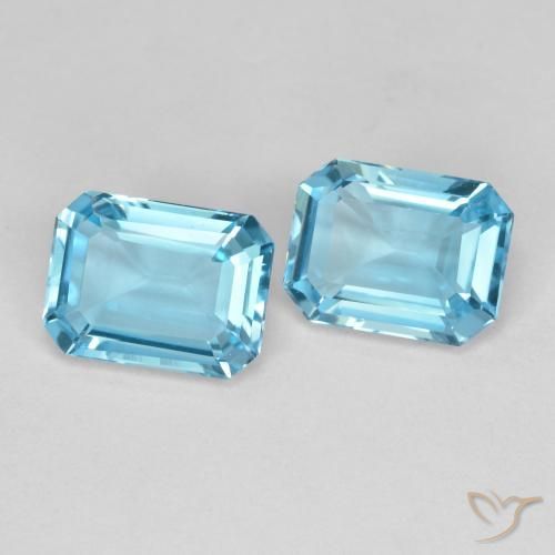 3.66 ctw Blue Topaz Stones, Natural Topaz in Octagon Step Cut Shape for Sale