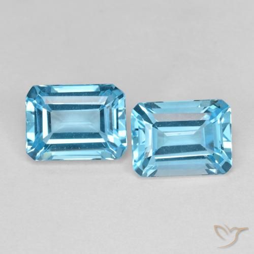 3.86 ctw Blue Topaz Stones, Natural Topaz in Octagon Step Cut Shape for Sale