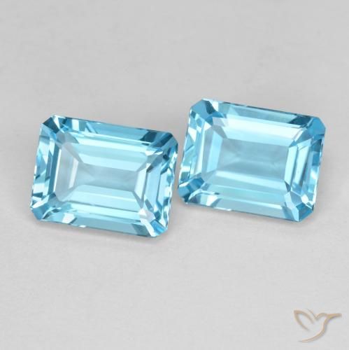 3.93 ct Swiss Blue Topaz, 8.1 x 6.2 mm Octagon Cut From Brazil, Photo A