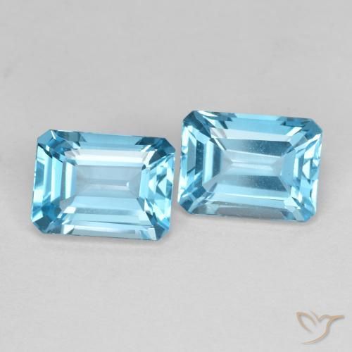 3.93 ctw Blue Topaz Stones, Natural Topaz in Octagon Step Cut Shape for Sale