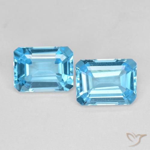 3.84 ct Swiss Blue Topaz, 8.2 x 6.1 mm Octagon Cut From Brazil, Photo A