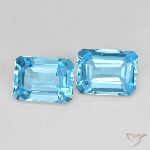 3.84 ctw Blue Topaz Stones, Natural Topaz in Octagon Step Cut Shape for Sale
