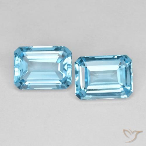3.9 ct Swiss Blue Topaz, 8.2 x 6.1 mm Octagon Cut From Brazil, Photo A