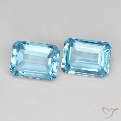 3.90 ctw Blue Topaz Stones, Natural Topaz in Octagon Step Cut Shape for Sale