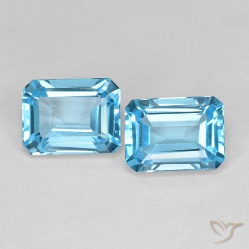 3.88ctw Natural Swiss Blue Topaz, Emerald Cut, VVS-VS