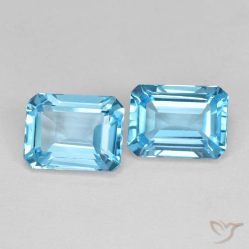 3.88 ctw Blue Topaz Stones, Natural Topaz in Octagon Step Cut Shape for Sale