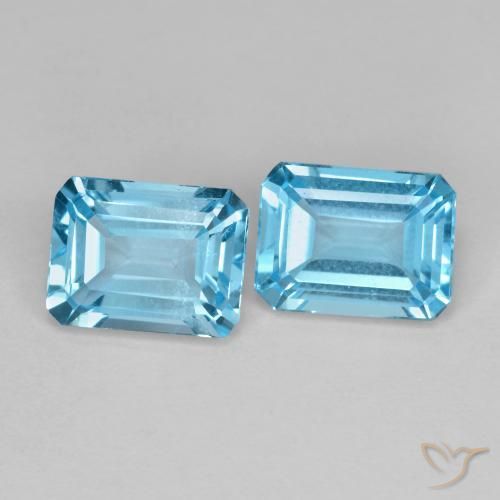 3.90ctw Natural Swiss Blue Topaz, Emerald Cut, VVS-VS