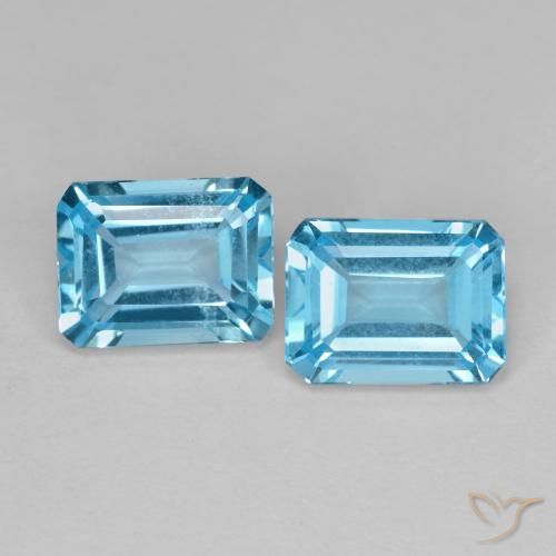 3.90 ctw Blue Topaz Stones, Natural Topaz in Octagon Step Cut Shape for Sale