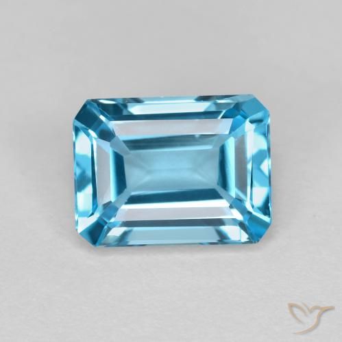 1.92 ct Blue Topaz, 8 x 6.1 mm Octagon Cut From Brazil, Photo A