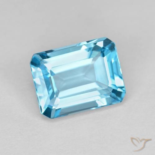 1.92 ct Blue Topaz Stone, Natural Topaz in Octagon Step Cut Shape for Sale