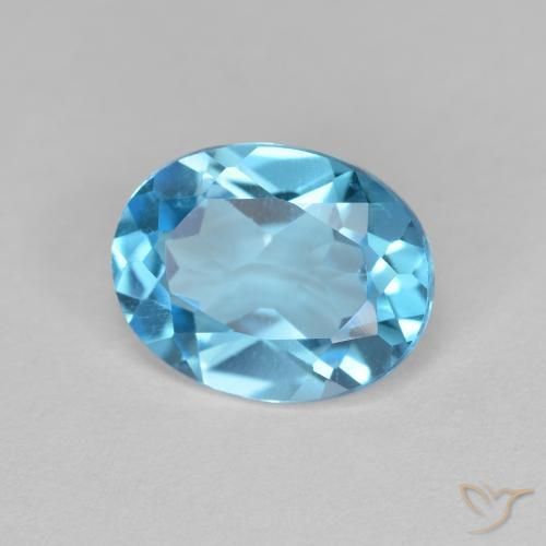 2.15 ct Blue Topaz Stone, Natural Topaz in Oval Facet Shape for Sale