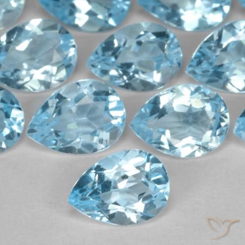 10.59 ctw Blue Topaz Stones, Natural Topaz in Pear Facet Shape for Sale
