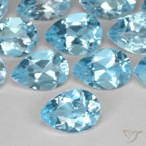 0.85ct Natural Swiss Blue Topaz, Pear Shape, VVS-VS