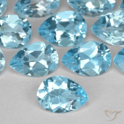 98.34 ctw Blue Topaz Stones, Natural Topaz in Pear Facet Shape for Sale