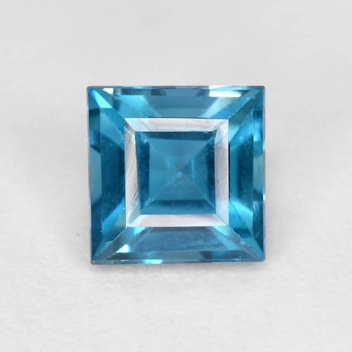 0.84ct Square Facet Blue Topaz from Brazil, Dimension 5.1 x 5.1mm, Natural irradiated Gemstone, VVS-VS Clarity, 1 piece Topaz in Deep Aqua Color, Mohs Hardness of 8 suitable for daily wear jewelry, Sagittarius Zodiac Stone, Photo A