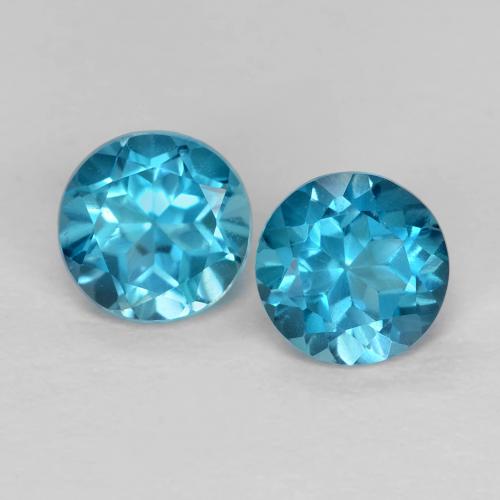Лондон-Блю Топаз Камень - 0.7ct Круглая Фасетная Огранка (ID: 630283)