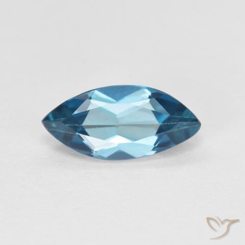 1.35 ct Blue Topaz Stone, Natural Topaz in Marquise Facet Shape for Sale