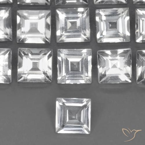 0.58ct Natural Clear White Topaz, Square, VVS-VS