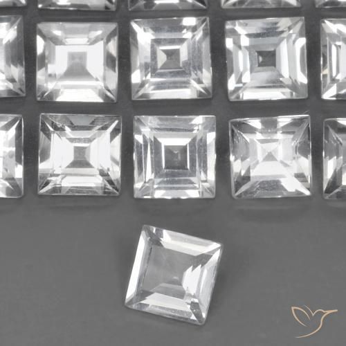 6.36 ctw White Topaz Stones, Natural Topaz in Square Facet Shape for Sale