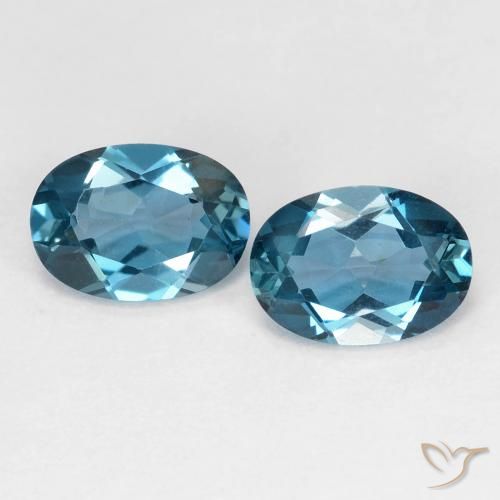 1.88 ct Loose London Blue Topaz, 7.1 x 5.1 mm Oval Cut From Brazil, Photo A