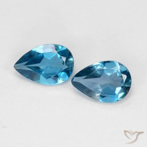 0.97 ct Loose Blue Topaz, 6 x 4.1 mm Pear Cut From Brazil, Photo A